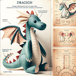 Design a dragon sewing pattern that is oriented for novice sewer. This pattern includes components like the dragon's wings and tail. This pattern should also come with precise instructions to reinforce the seams and maintain a solid structure. Finally, the pattern should be comprehensive, comprising all the required parts to create the dragon toy. The design should be suitable for a DIY sewing tutorial blog for crafting enthusiasts.